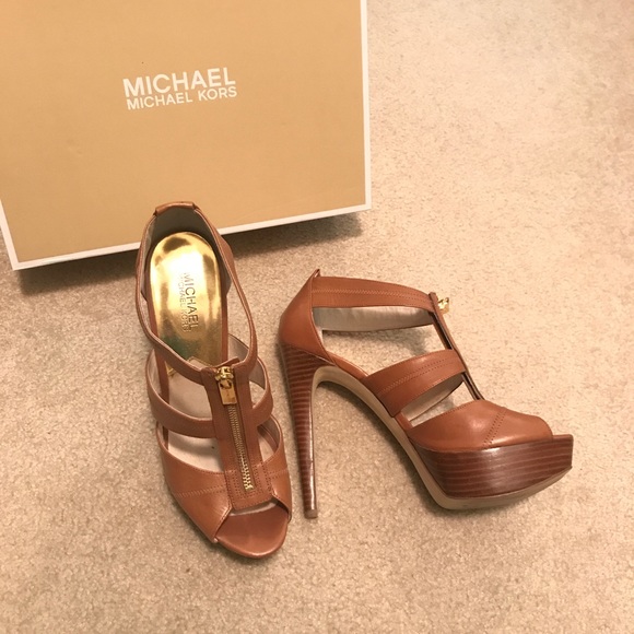 Michael Kors Shoes - Michael kors brown and gold strappy high heels